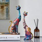 Minimalist Cat Sculpture Duo for Modern Decorative Accents