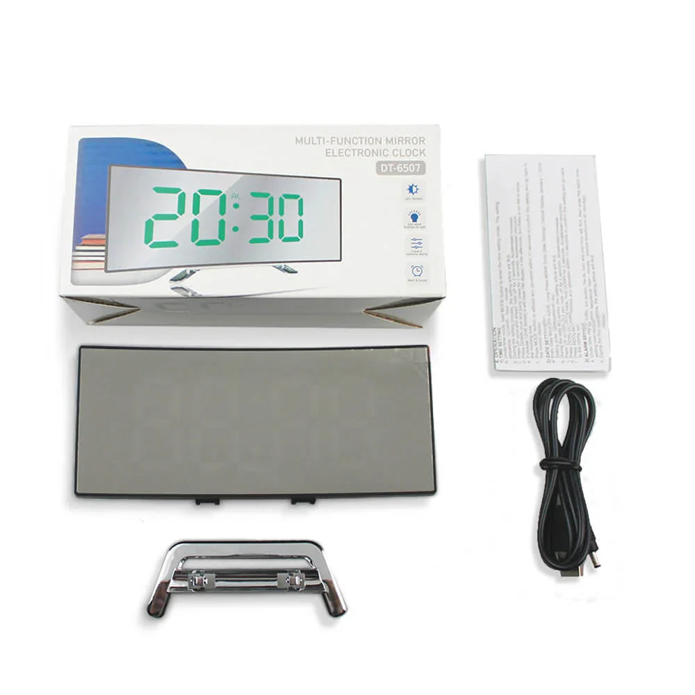 Curved LED Digital Alarm Clock in Modern Style