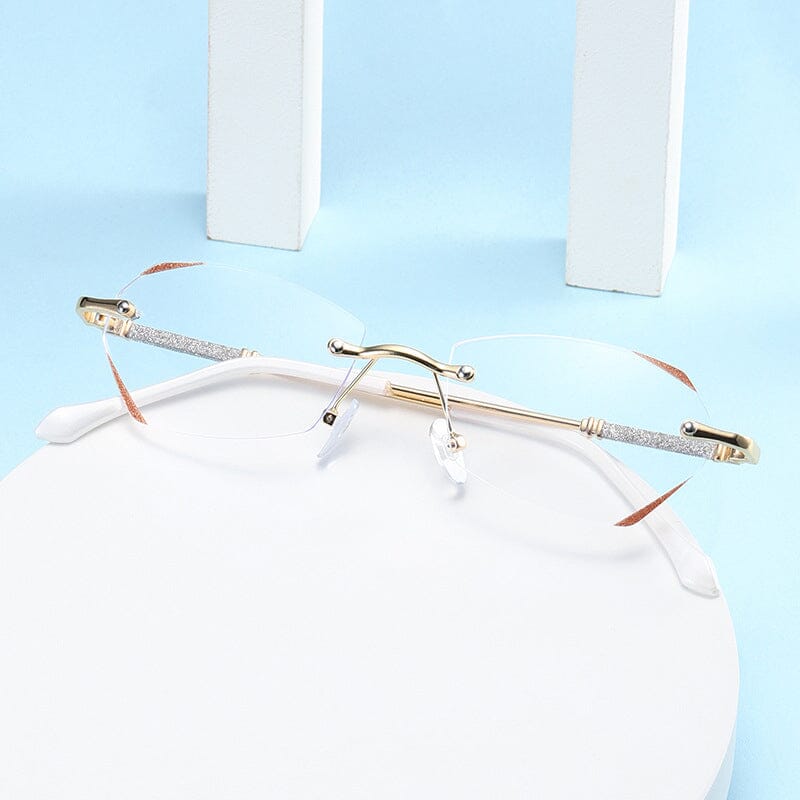Fashionable rimless anti-blue light reading glasses