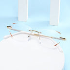 Fashionable rimless anti-blue light reading glasses