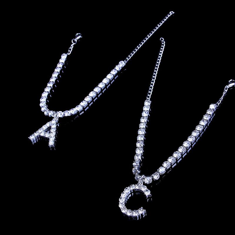 Rhinestone Letter Anklet