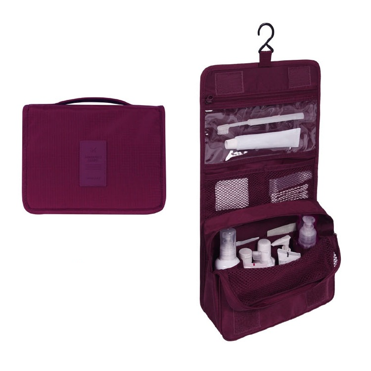 TravelEase – Water-repellent Cosmetic Bag with Hook and Compartments | Travel Toiletry Bag