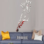Galloping Horse Wall Decoration, 3D Acrylic Modern Mirror Horse Wall Sticker