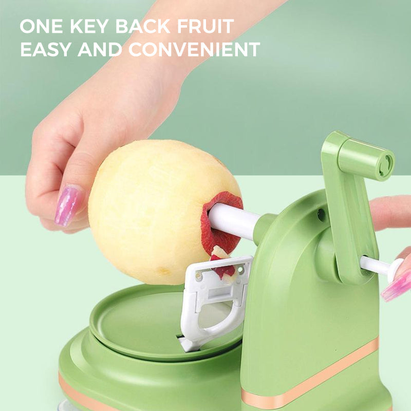 Hand-operated apple peeler