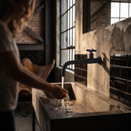 Contemporary Wall-Mounted Bathroom Faucet Cross Handles Stainless Steel Faucet