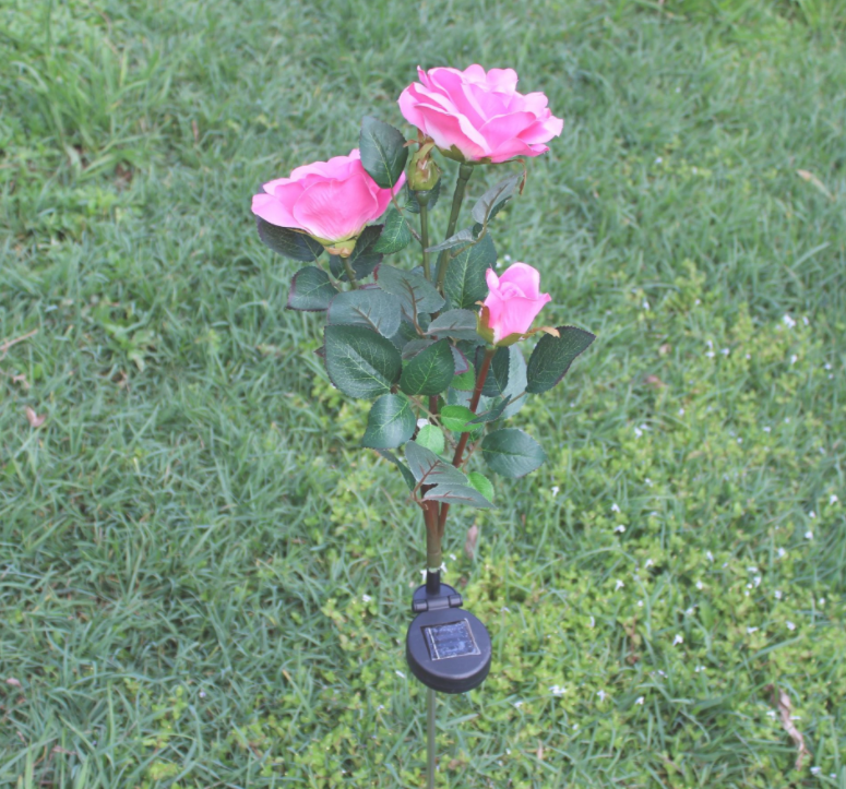 Solar-powered rose lights – garden stakes with solar panel for decorative lighting
