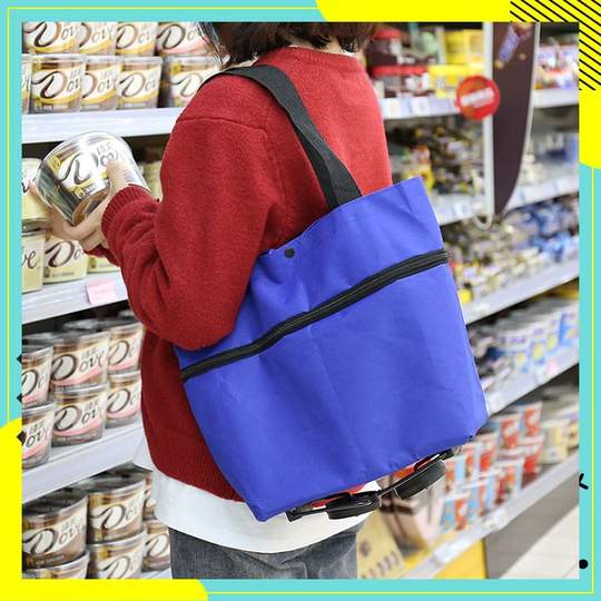 2 In 1 Folding Shopping Cart Tote Bag