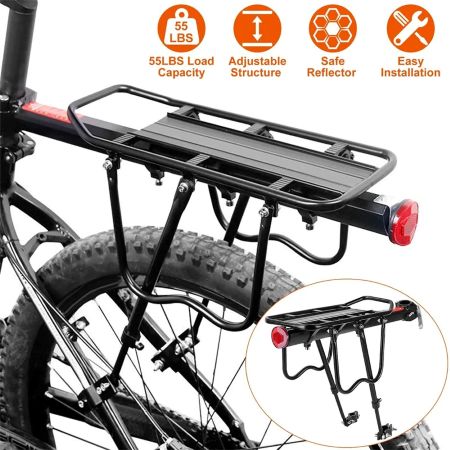 Quick-Release Aluminum Bike Rear Rack with Reflective Plate