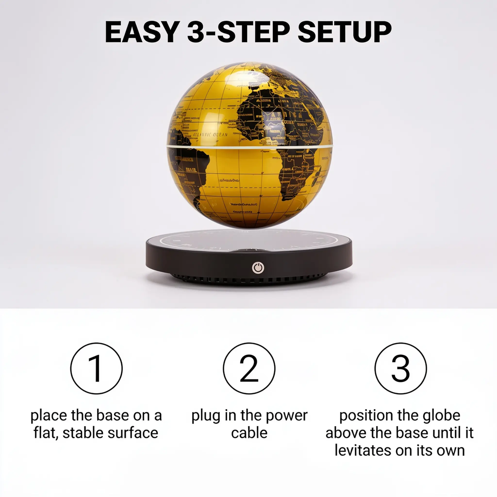 Magnetic Levitation Globe Lamp with Clock Base