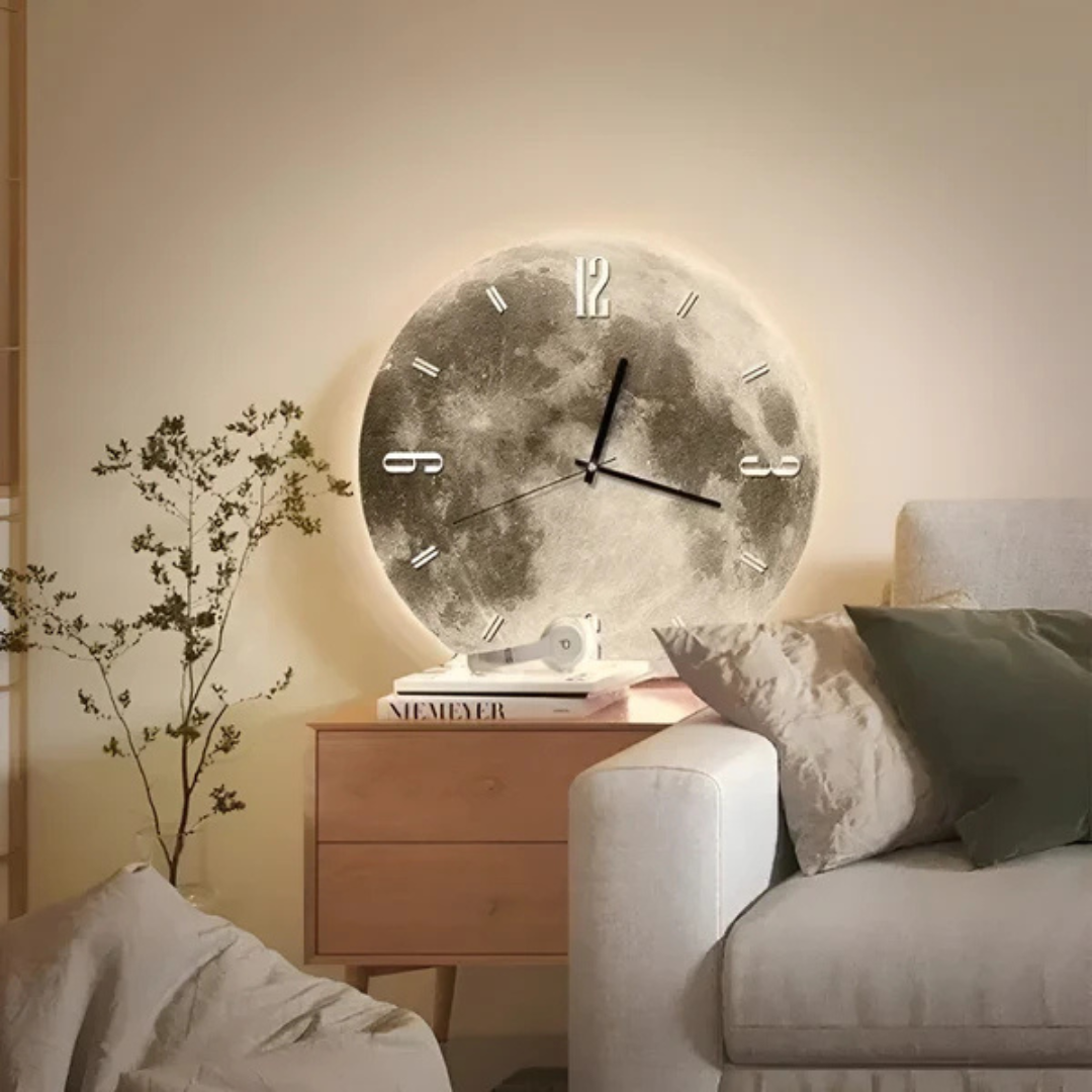 Decorative Large Wall Clock with Moon Motif