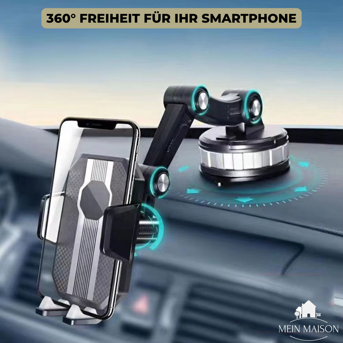 Auto GripTech Handy Holder with Strong Suction Cup and 360° Rotation