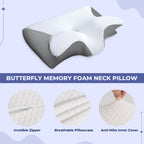 Memory Foam Neck Butterfly Shape Pillow with Armrests for Side & Back Sleepers