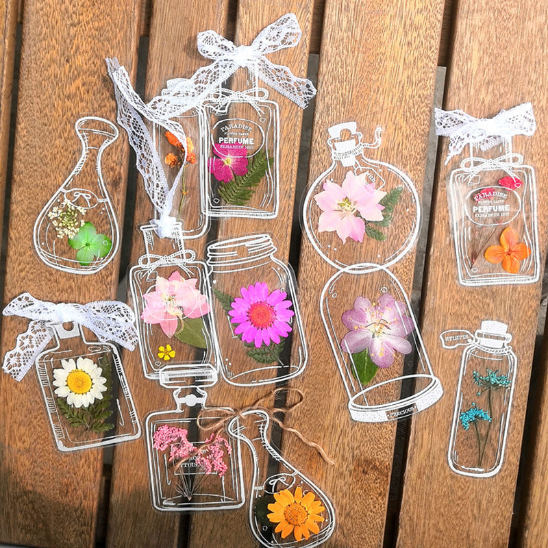 Transparent dried flower bookmarks