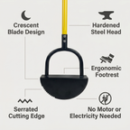Manual Lawn Edger with Crescent Serrated Blade and Built-In Footrest for Beds