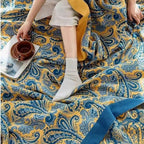 Azure Golden Retro Cotton Blanket