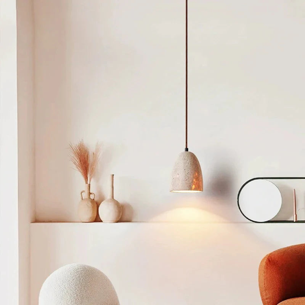 TerraLume – Pendant light with natural stone texture and warm glow