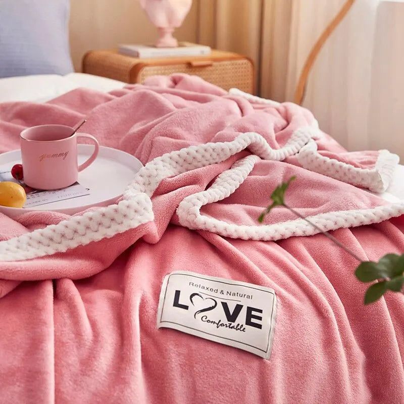 Flannel Fleece Snuggle Blanket in Pink