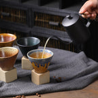 Coarse Pottery Coffee Mug with Base Conical Couture Cup & Base Set