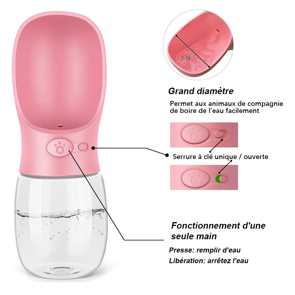 Portable water bottle for pets outdoors