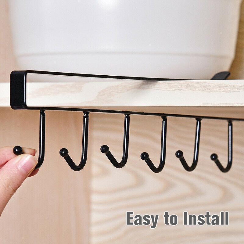 6 Hook Under-Cabinet Hanging Shelf