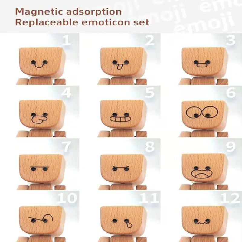 Wooden puppet ornaments with changing expressions