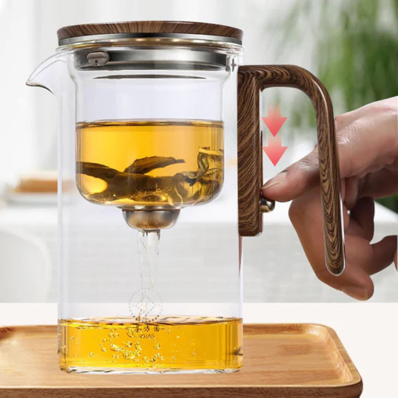 resistant glass teapot with wooden handle – Elegant infusion pot