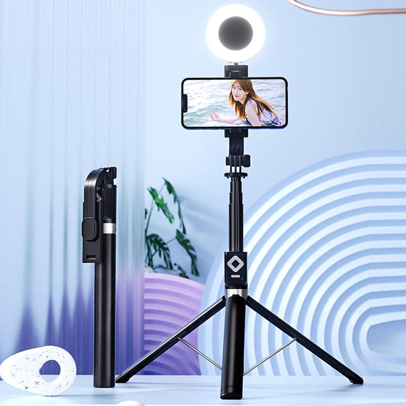 Selfie stick with LED additional light