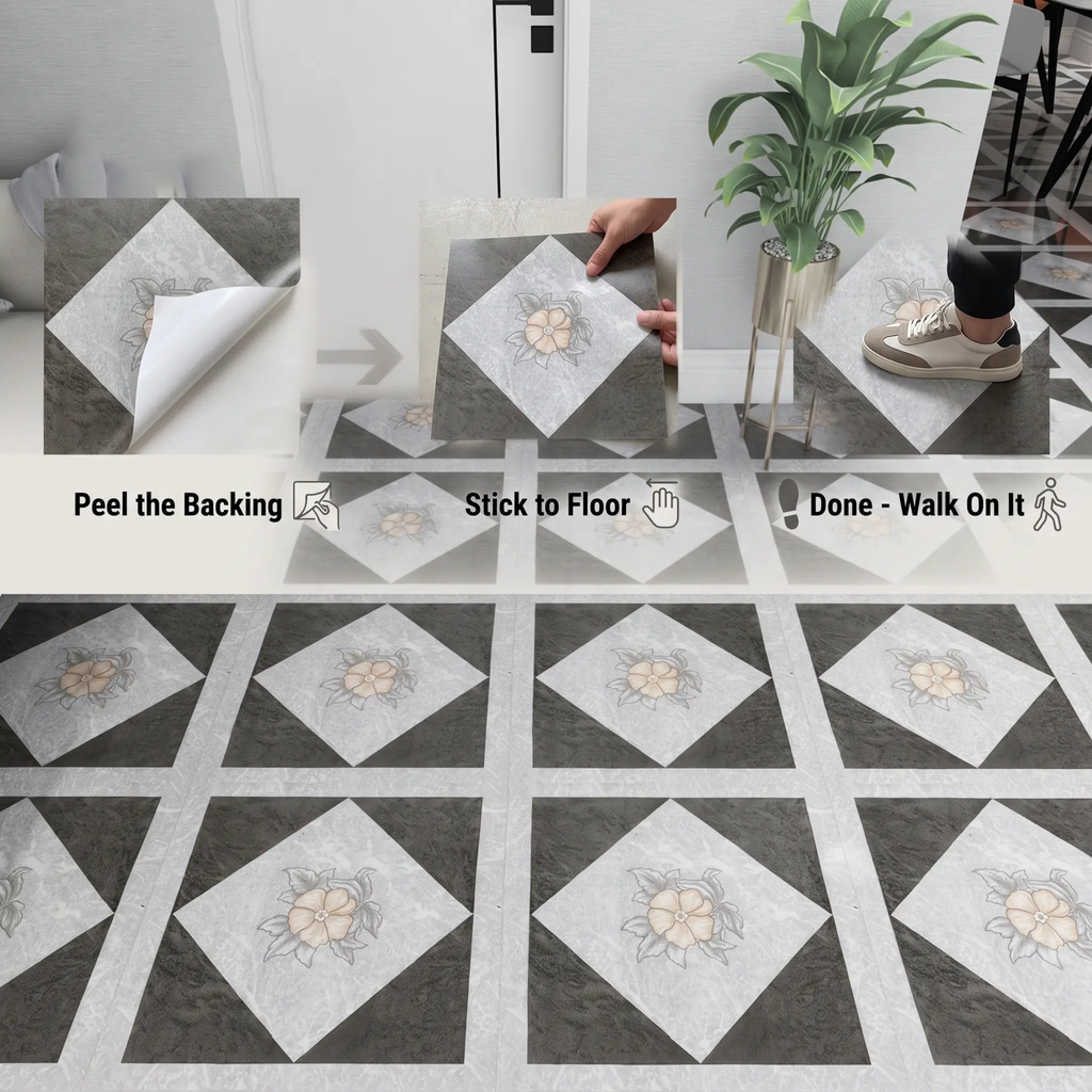 Peel and Stick PVC Flooring Matt Vinyl Flooring with Stone Look