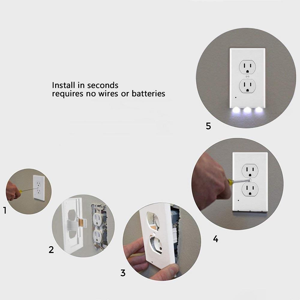 Outlet wall plate with LED night lights
