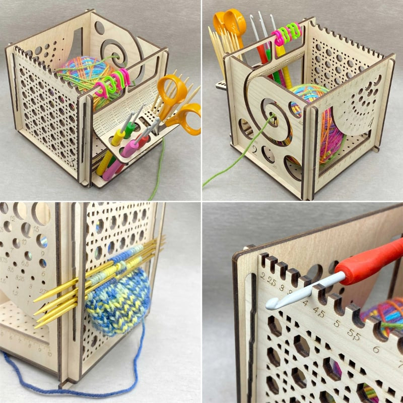 All-in-one Wood Yarn Bowl - Multifunctional Knitting Tool