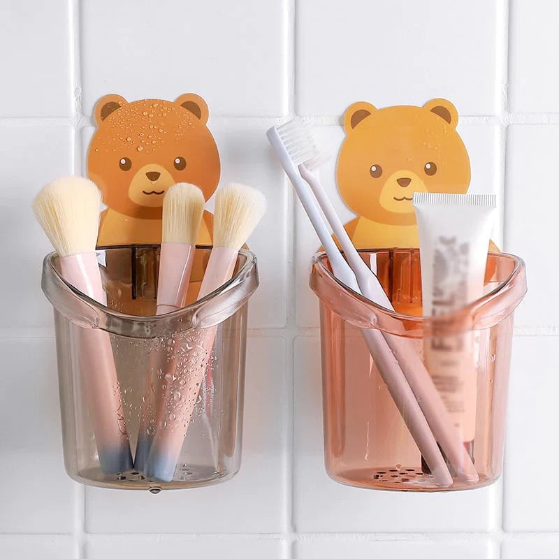 Bear Toothbrush Holder Cup Wall Mounted