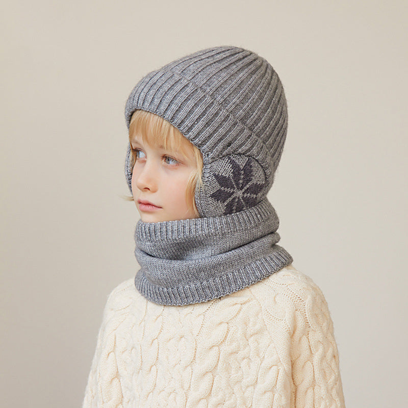Kids Winter Fleece Scarf Suit Knit Hat