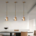 Vintage industrial pendant lamp with round glass and gold – LED pendant light for dining room and living room