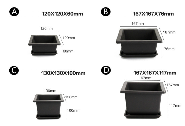 Plant pot with saucer – Rectangular flower pot for garden and balcony
