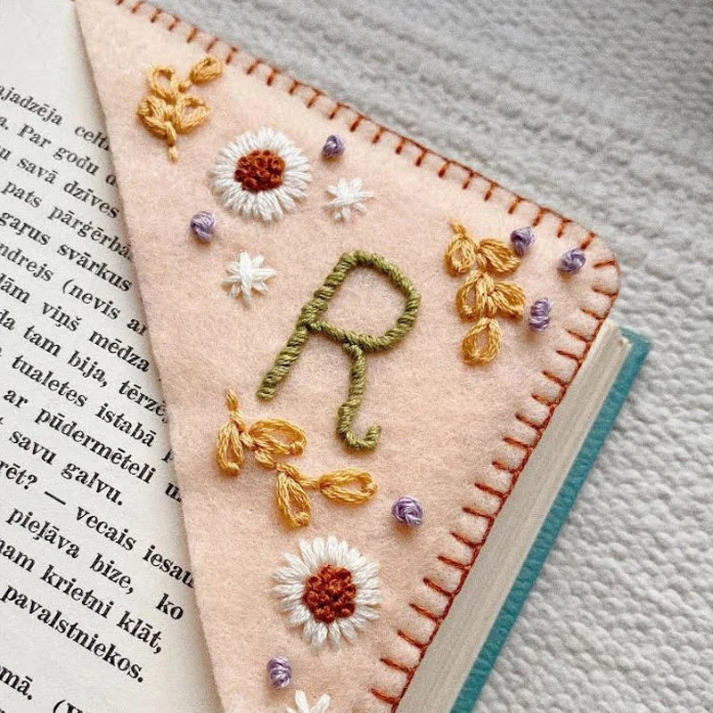 Personalized hand-stitched corner bookmark