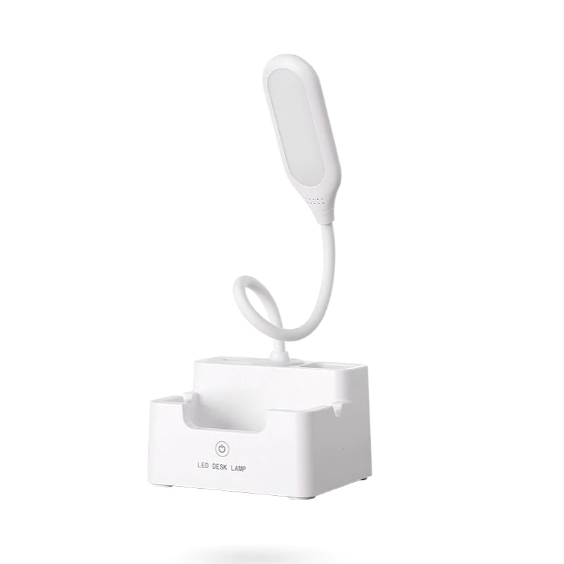 Desk lamp with phone holder