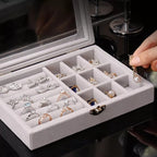 Premium Leather Jewelry Box Double Layer Storage