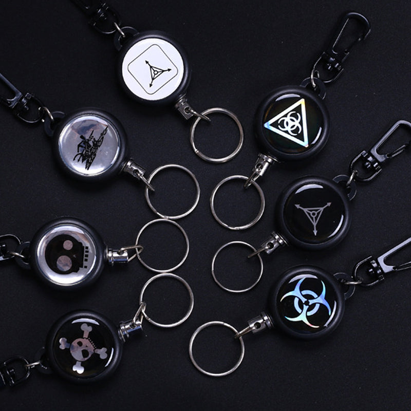 Keychain with retractable wire cable