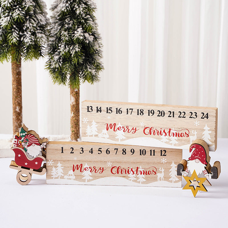 Merry Christmas Wooden Mobile Santa Claus Calendar Ornament