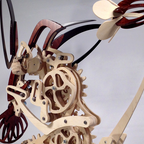 Wood kinetic hummingbird sculpture