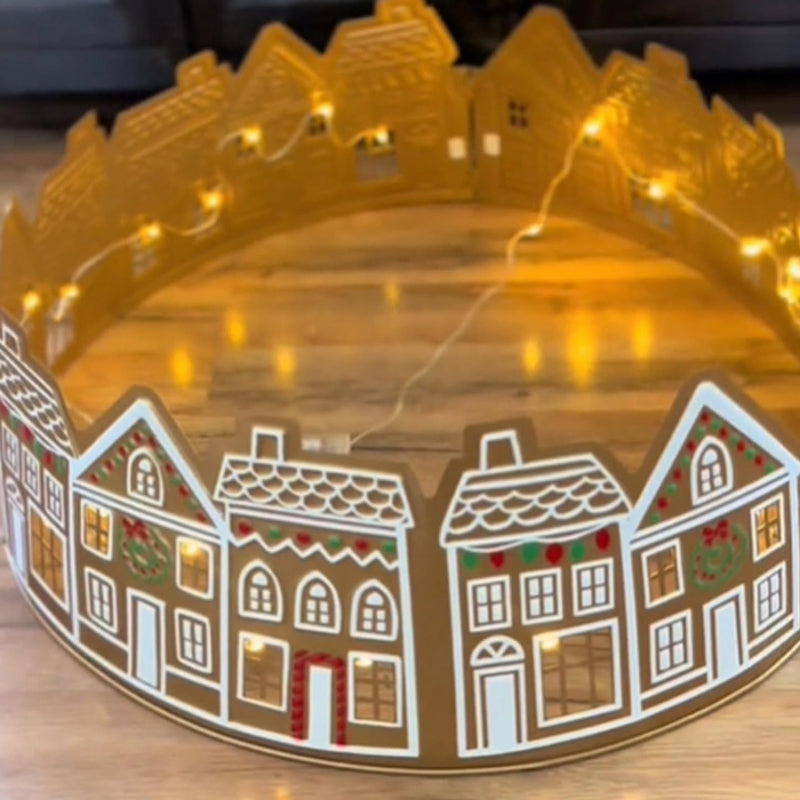 LED Gingerbread House Christmas Tree Collar Tree Skirt