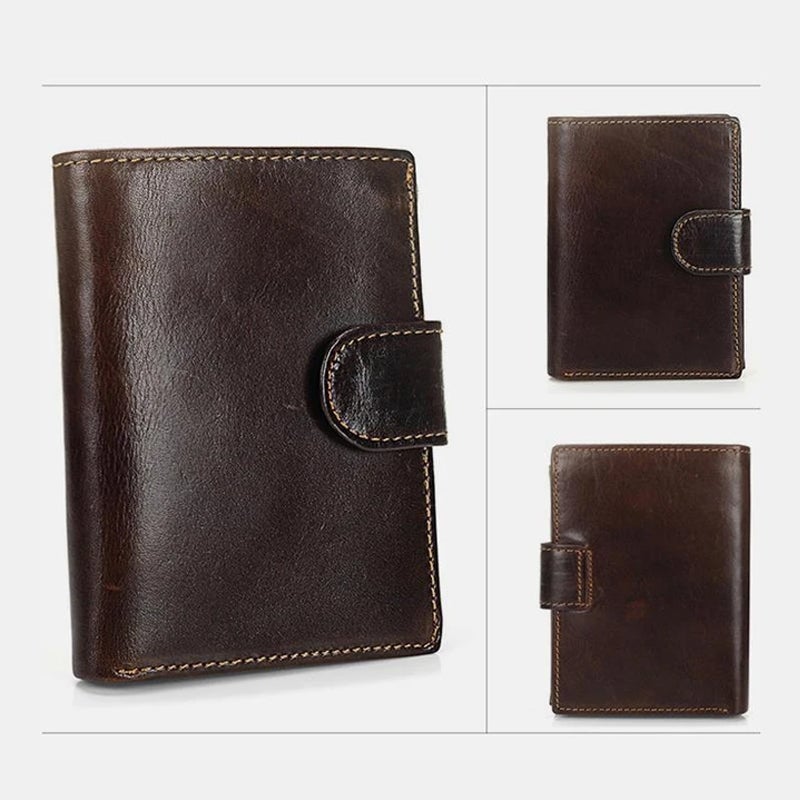 Vintage Leather PU Wallet with three compartments and multiple slots