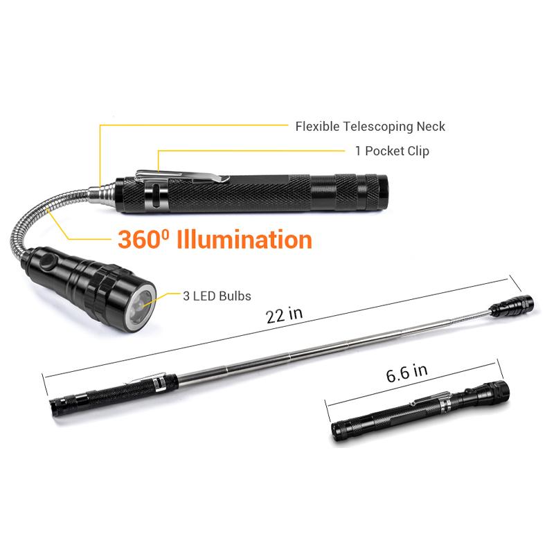 Telescopic Magnetic Pickup Flashlight