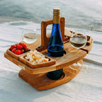 Stylish Picnic Table with Glass and Wine Bottle Holders