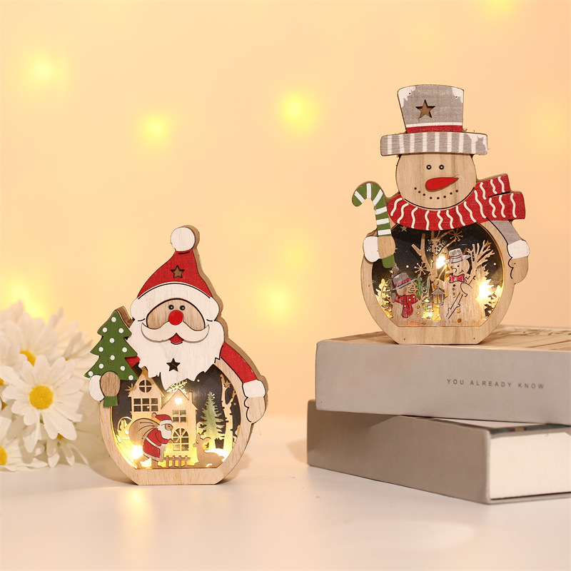 LED Christmas Wooden Ornaments Lighting