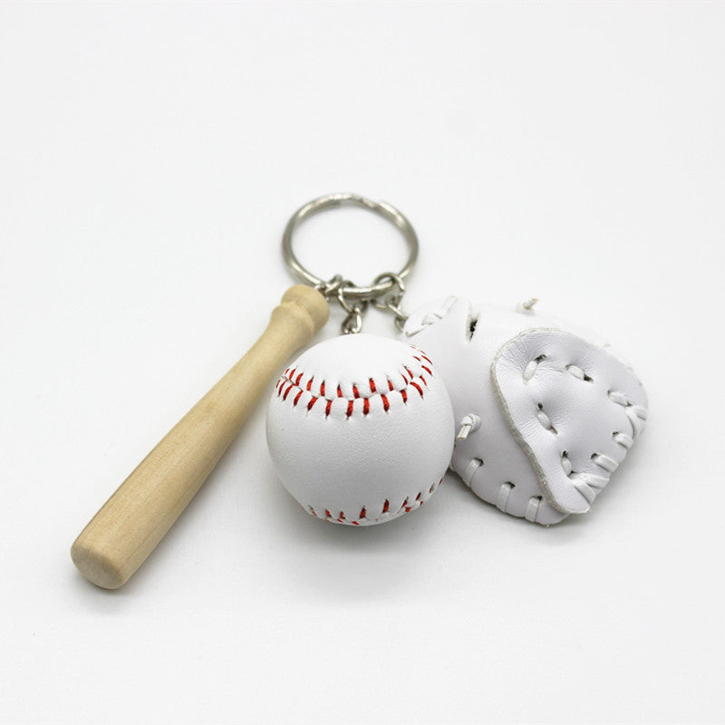 Mini Baseball Glove Set Charm Keychain