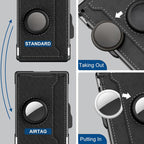 Men's Business Style PU Leather Card Slots for AirTag