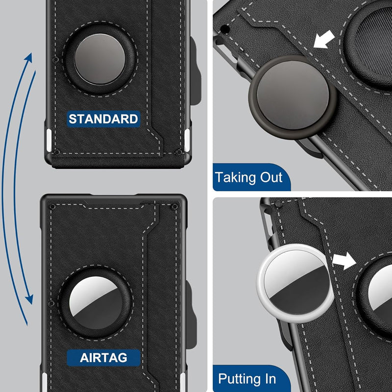 Men's Business Style PU Leather Card Slots for AirTag