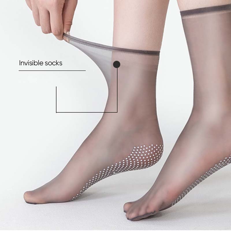 Spring Summer Invisible Non-Slip Crystal Silk Socks