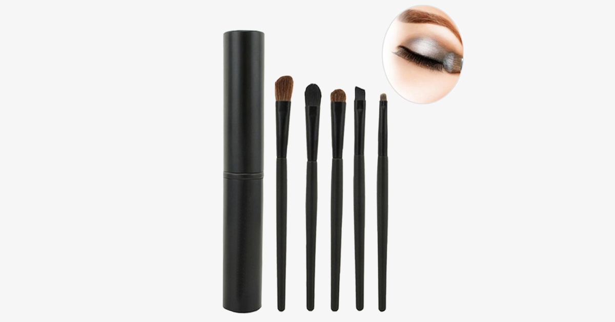 5-piece professional eyeshadow brush set, perfect for blending eyeshadow - soft bristles provide you with professional results!